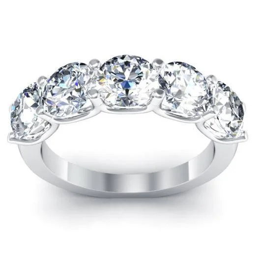 3.00cttw U Prong Round Lab Grown Diamond Five Stone Ring