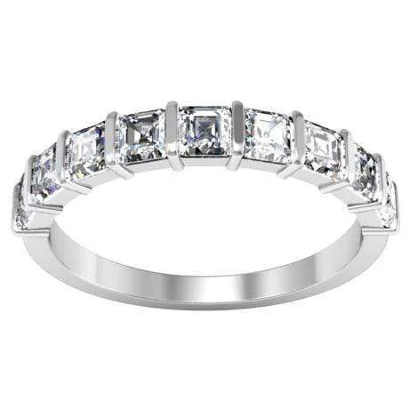 Nine Diamond Ring with Bar Set Asscher