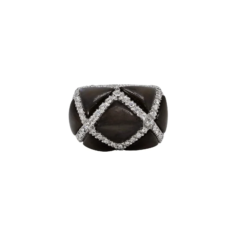 BLACK MOTHER OF PEARL AND DIAMOND RING