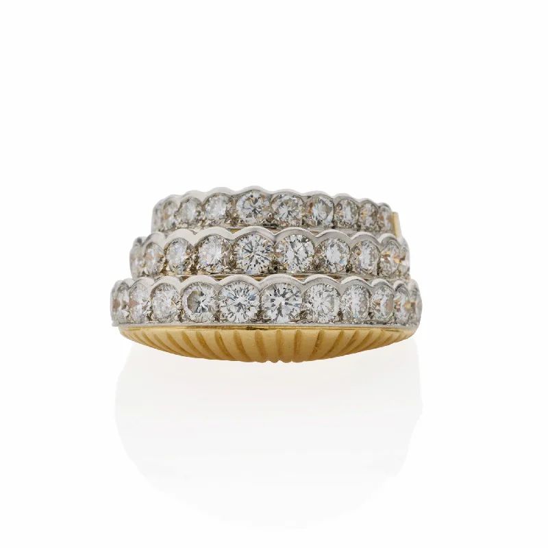 Cartier Stepped Gold and Diamond Ring