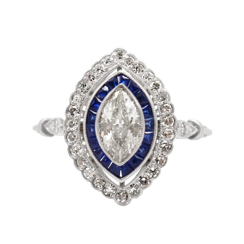 DIAMOND AND SAPPHIRE RING