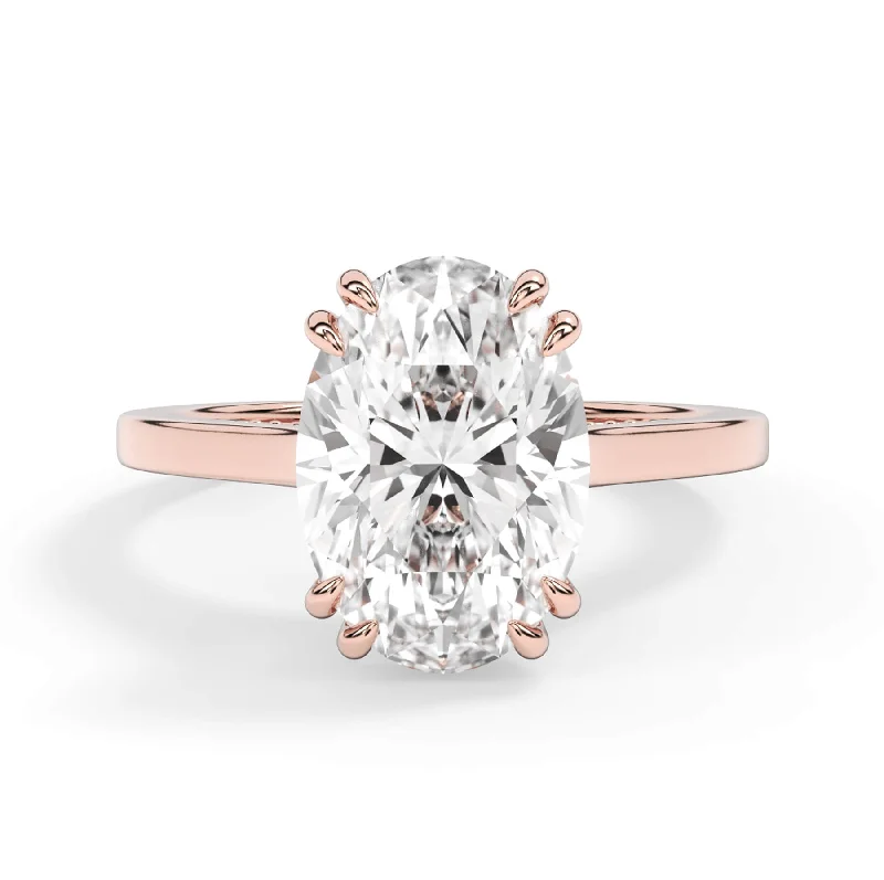 Double Prong Diamond Accented Bridge and Under Halo Engagement Ring