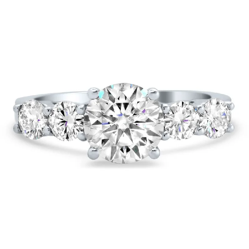 Five Stone Moissanite Forever One Engagement Ring