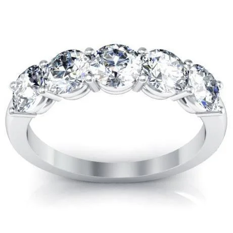 1.50cttw Shared Prong Round Lab Grown Diamond Five Stone Ring