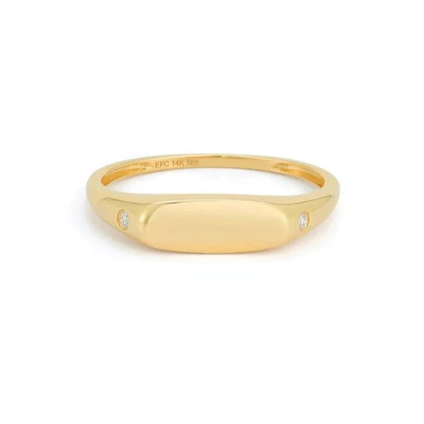 Gold Bar Signet Ring