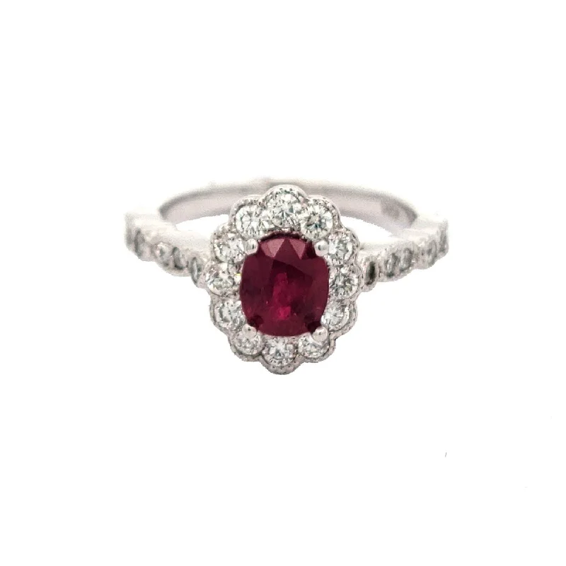 GOLD DIAMOND AND RUBY HALO RING