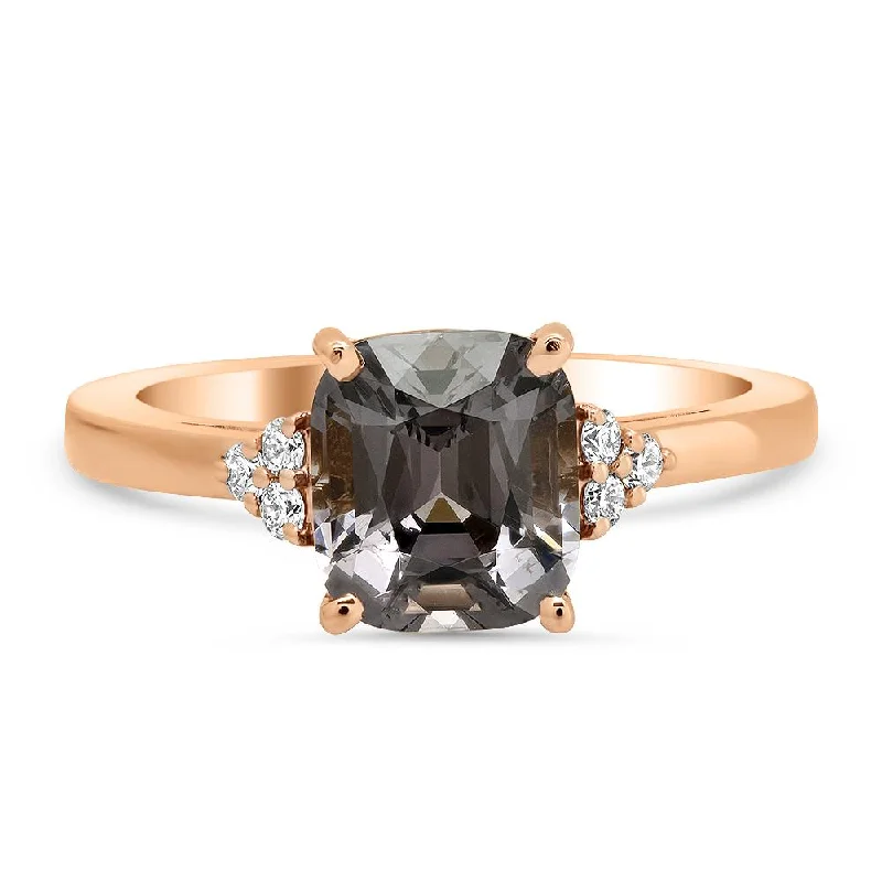 Grey Spinel and Diamond Ring in 14kt Rose Gold