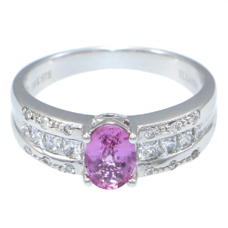 Iliana Solid 18k White Gold .75ct Pink Tourmaline .70ct Diamond Cocktail Ring