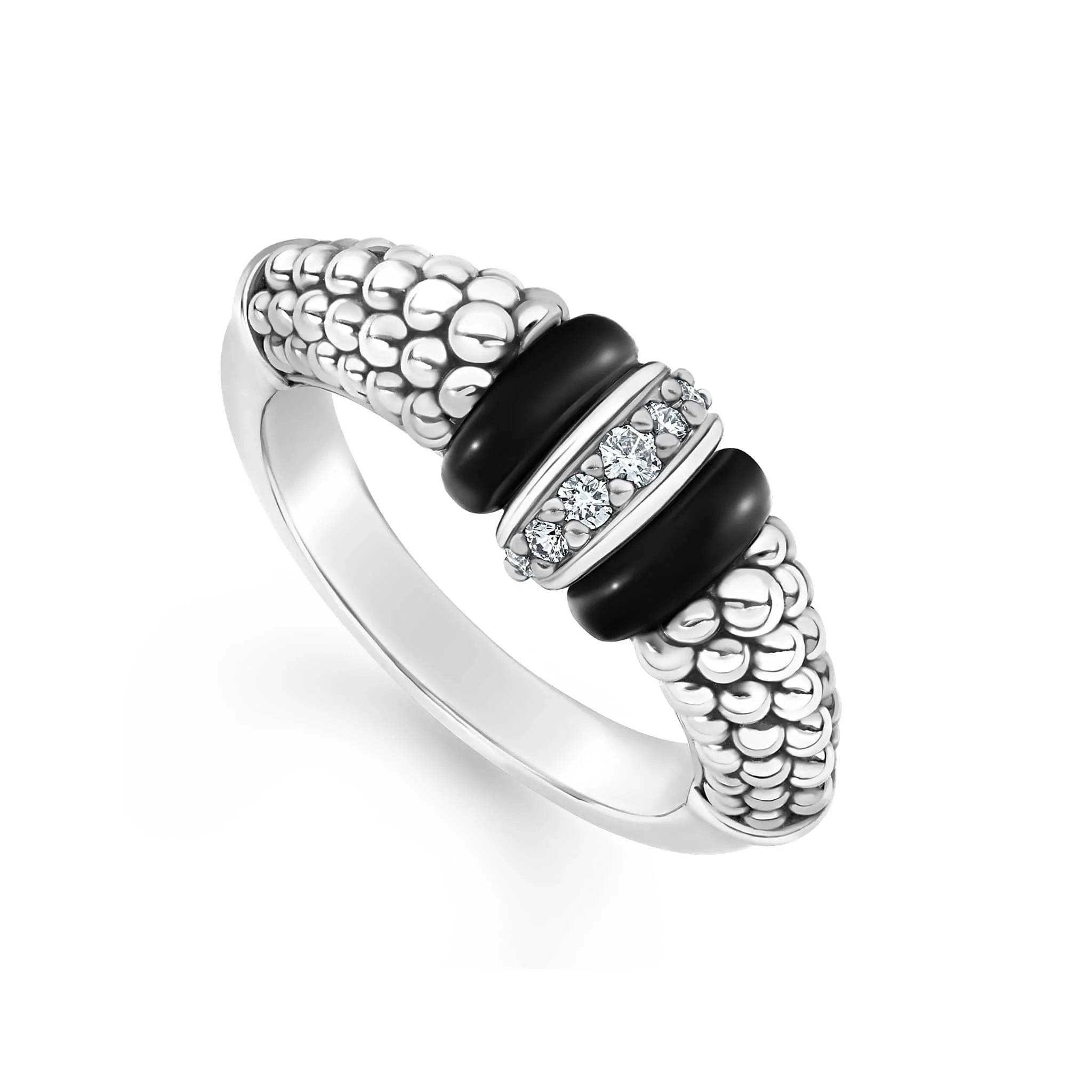 Lagos Black Caviar Ceramic Diamond Ring