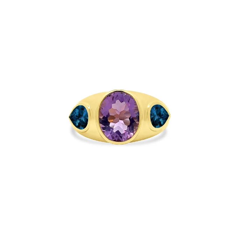 Large Gemstone Inlay Ring