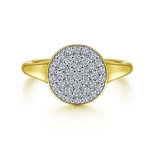 14K Yellow Gold Round Cluster Diamond Ring