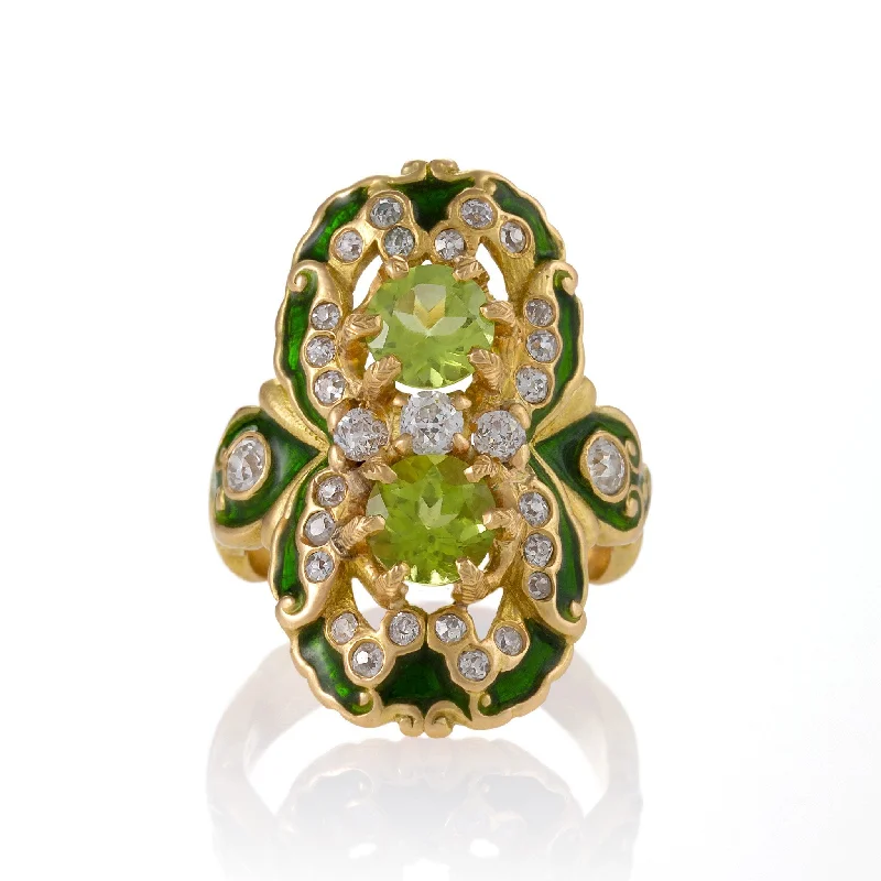 Marcus & Co. Double Peridot and Diamond Ring