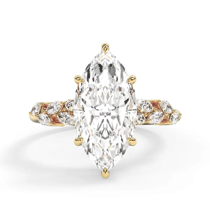 Marquise Diamond Leaf Engagement Ring