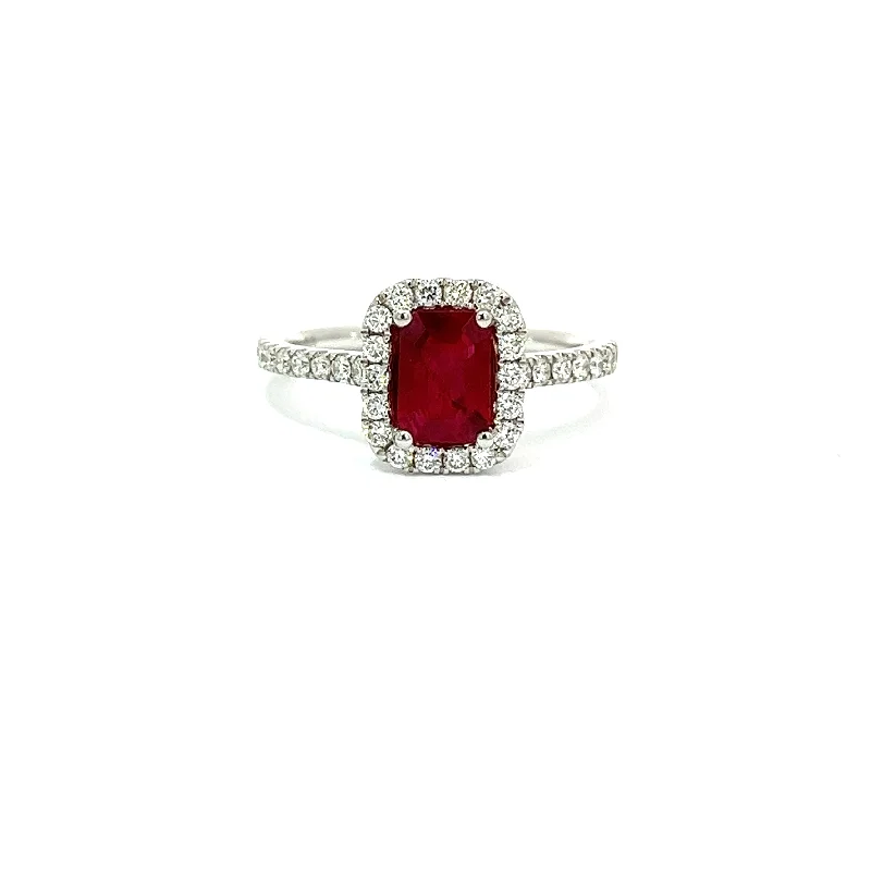 18K White Gold Ruby and Diamond Ring