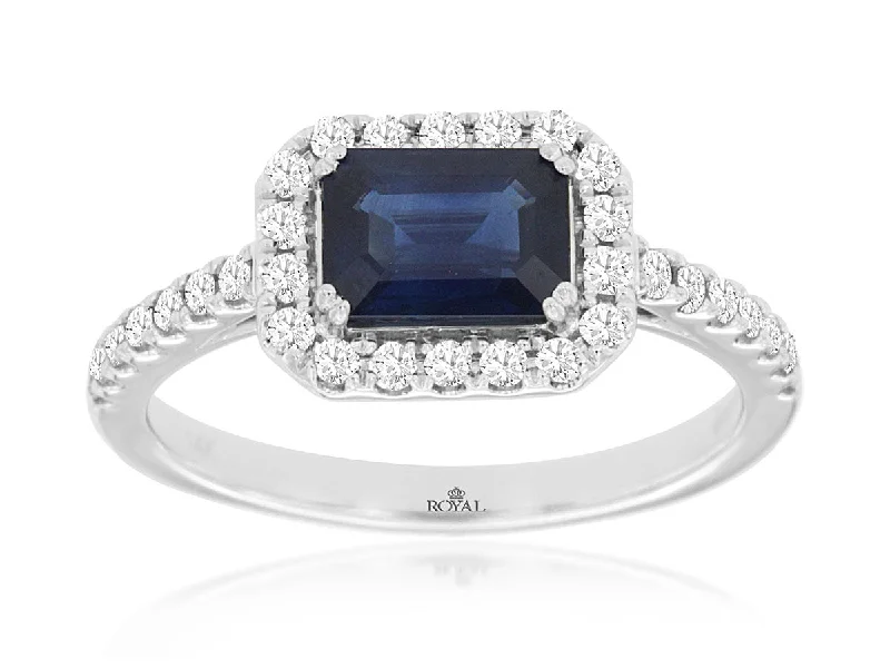 14K White Gold Sapphire and Diamond Ring