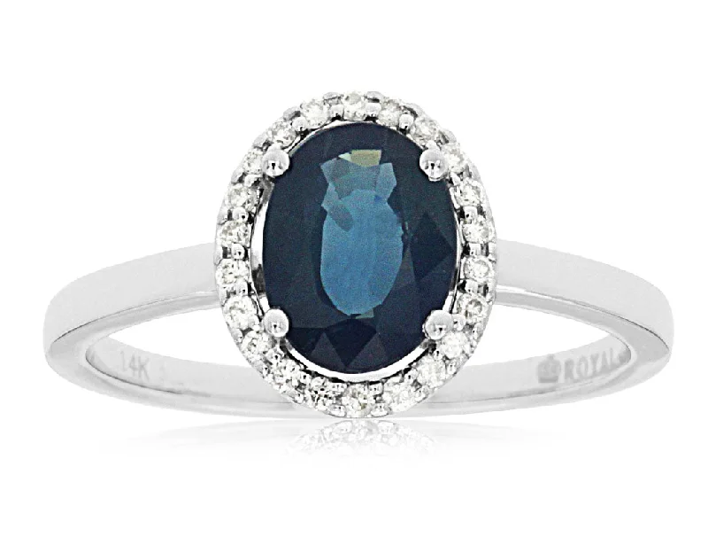 14K White Gold Sapphire and Diamond Ring