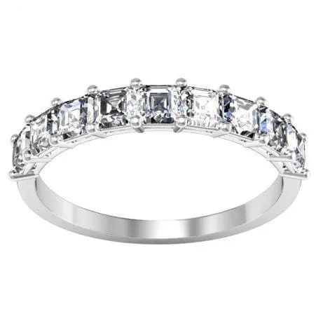 Nine Diamond Ring with Shared Prong Set Asscher