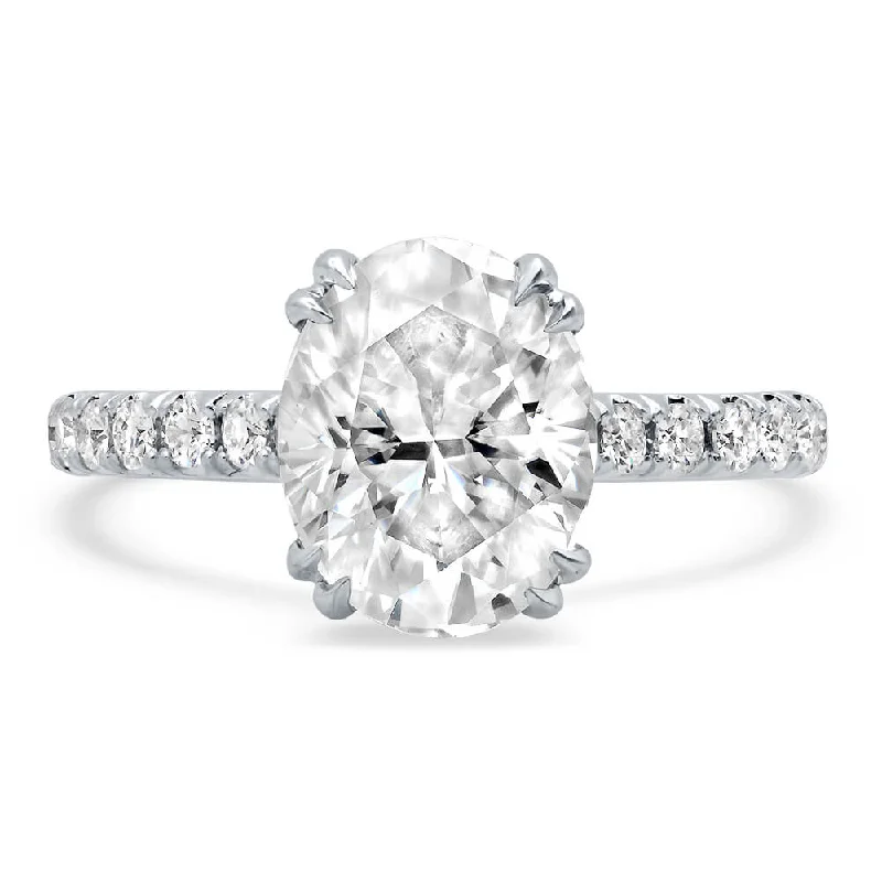 Pave Diamond Trellis Engagement Ring