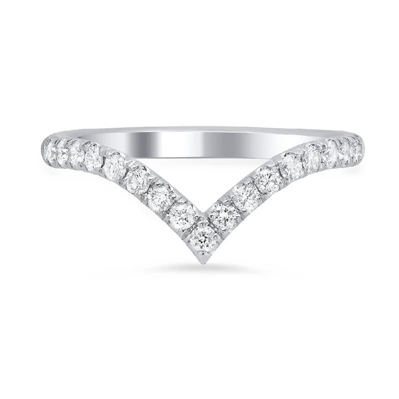 Pave Diamond V Wedding Ring