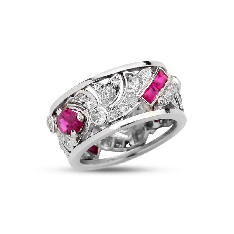 PLATINUM RUBY AND DIAMOND BAND