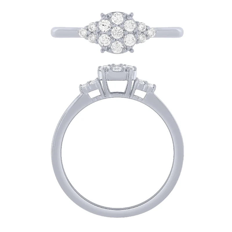 14K White Gold 1/4Cttw Diamond Cluster Ring