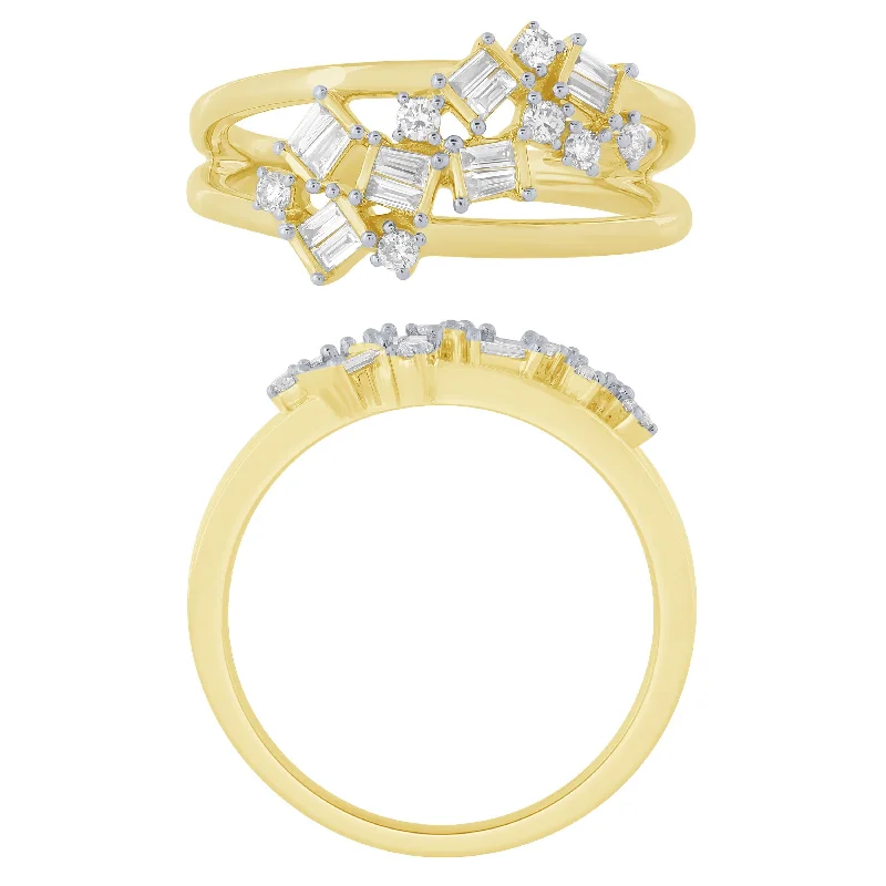 14K Yellow Gold 1/4Ctw Scattered Diamond Ring