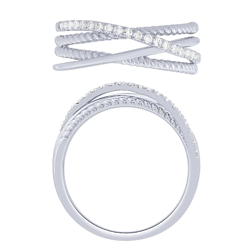 Sterling Silver 0.16Ctw Layered Ring