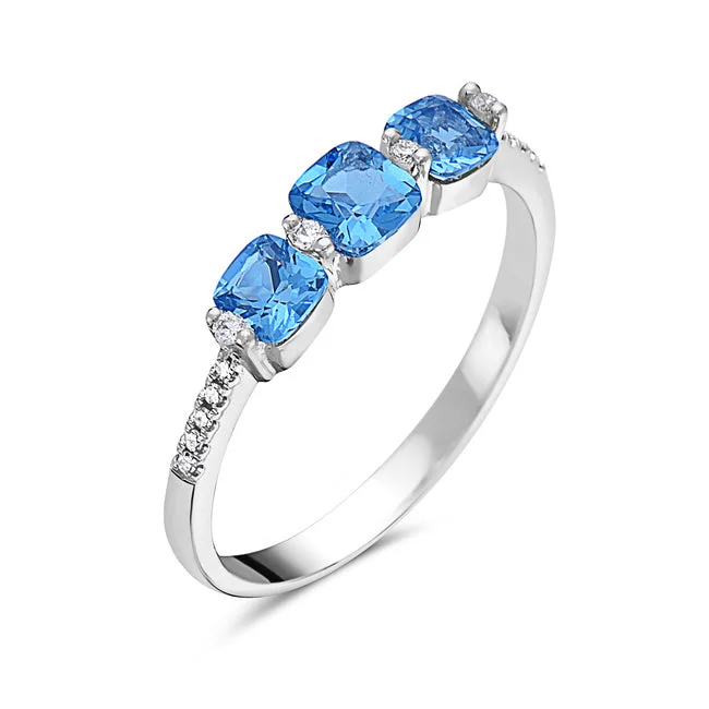 Blue Topaz And Diamond Fashion Ring