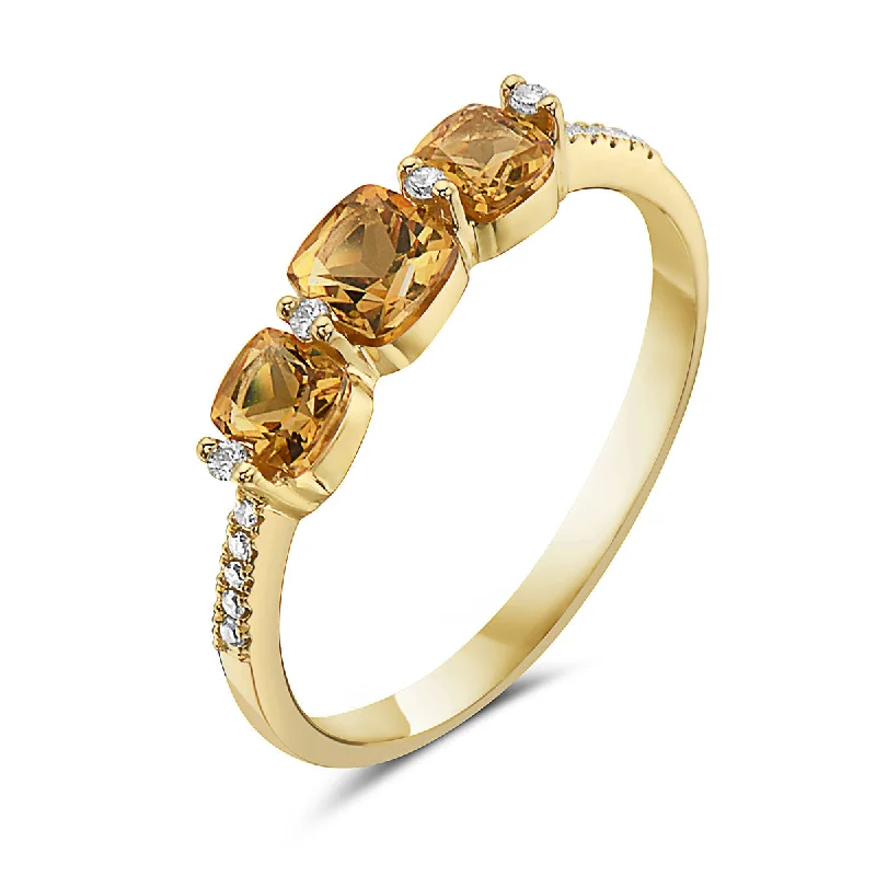 Citrine And Diamond Fashion Ring