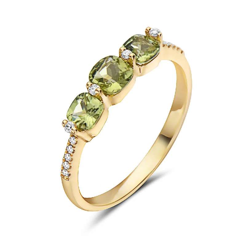 Peridot And Diamond Fashion Ring