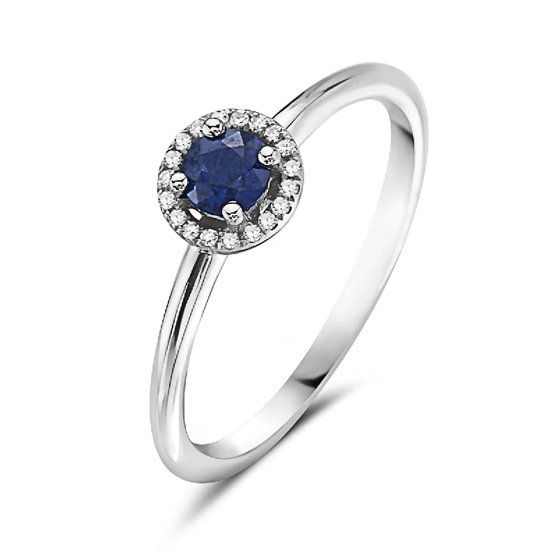 Sapphire And Diamond Halo Ring