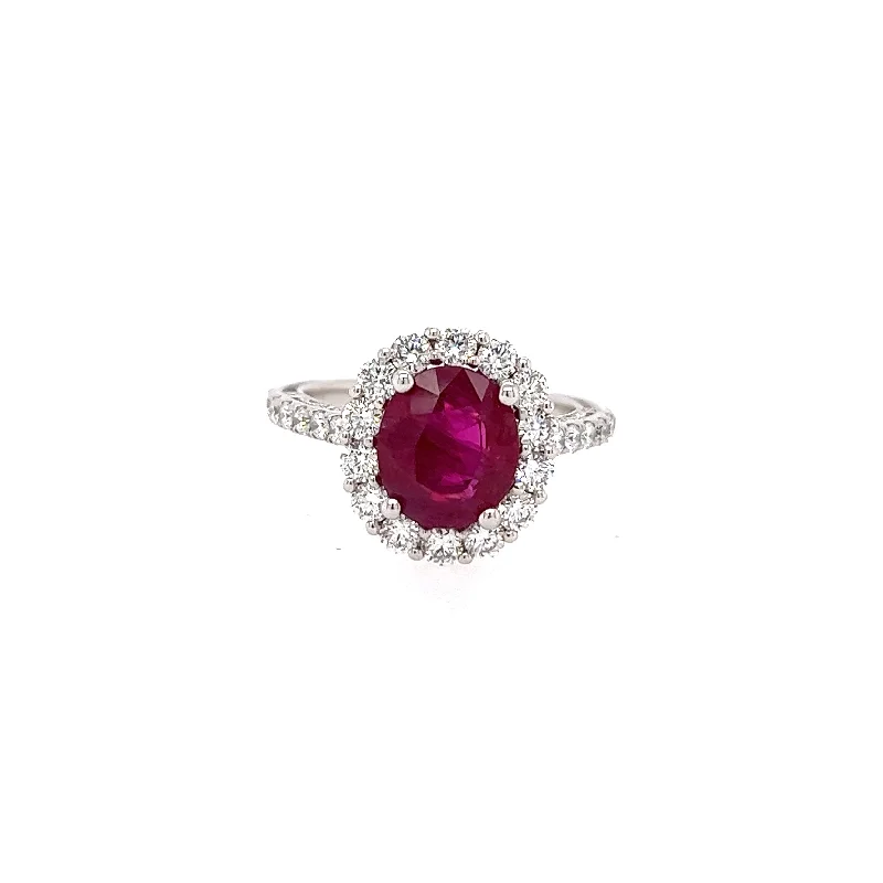 18K White Gold Ruby and Diamond Ring