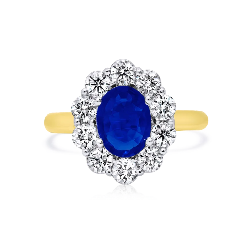 14K Two Tone Sapphire and Diamond Ring