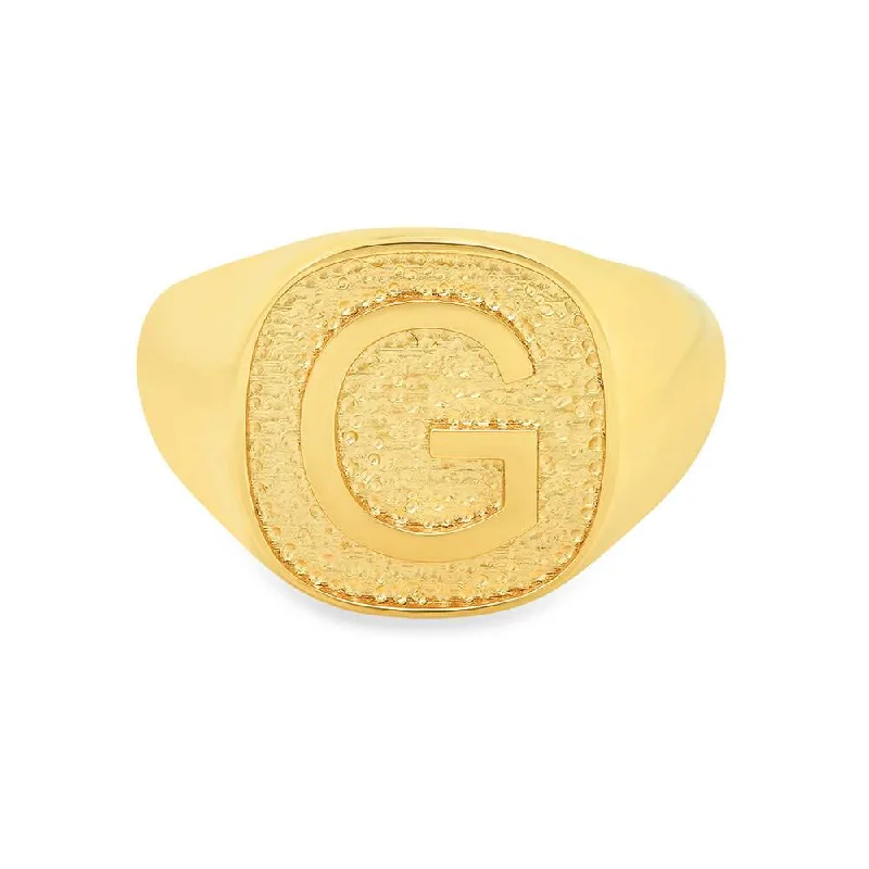 Single Initial Raised Women's Signet Ring