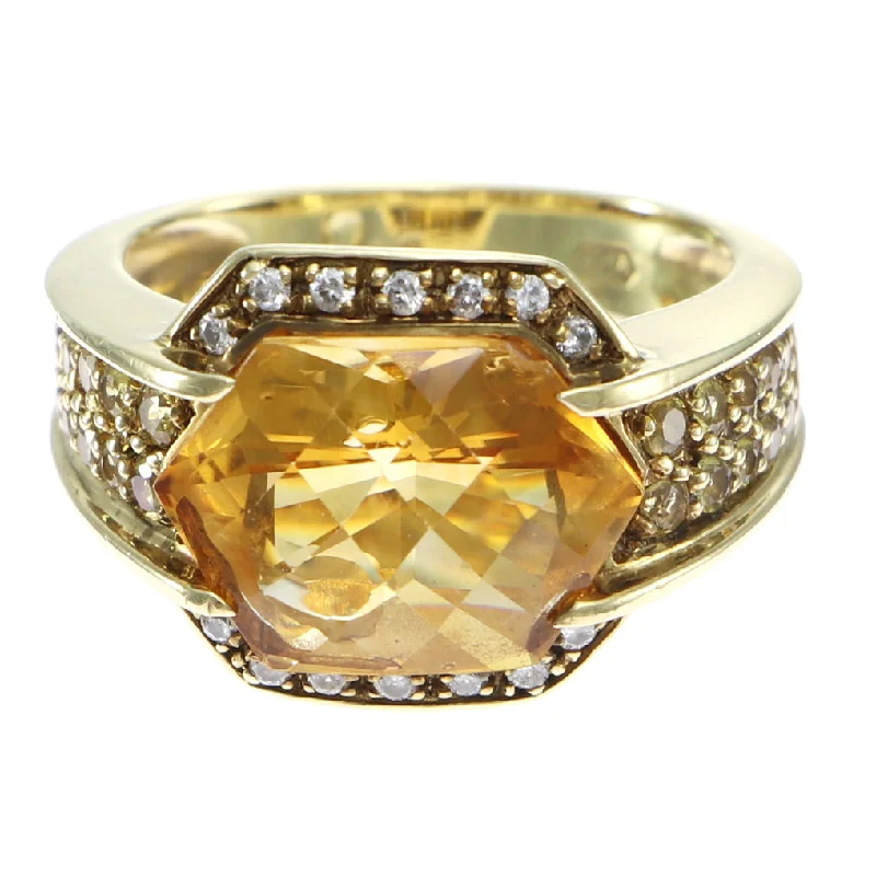 Sonia Bitton Citrine Diamond Yellow Sapphire Cocktail Ring 18k Yellow Gold