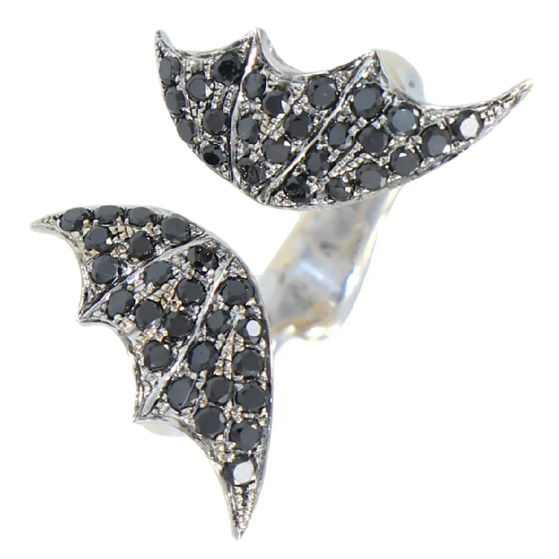 Stephen Webster Fly By Night Bat Dragon Wings Open Ring Black Diamond 18k Gold