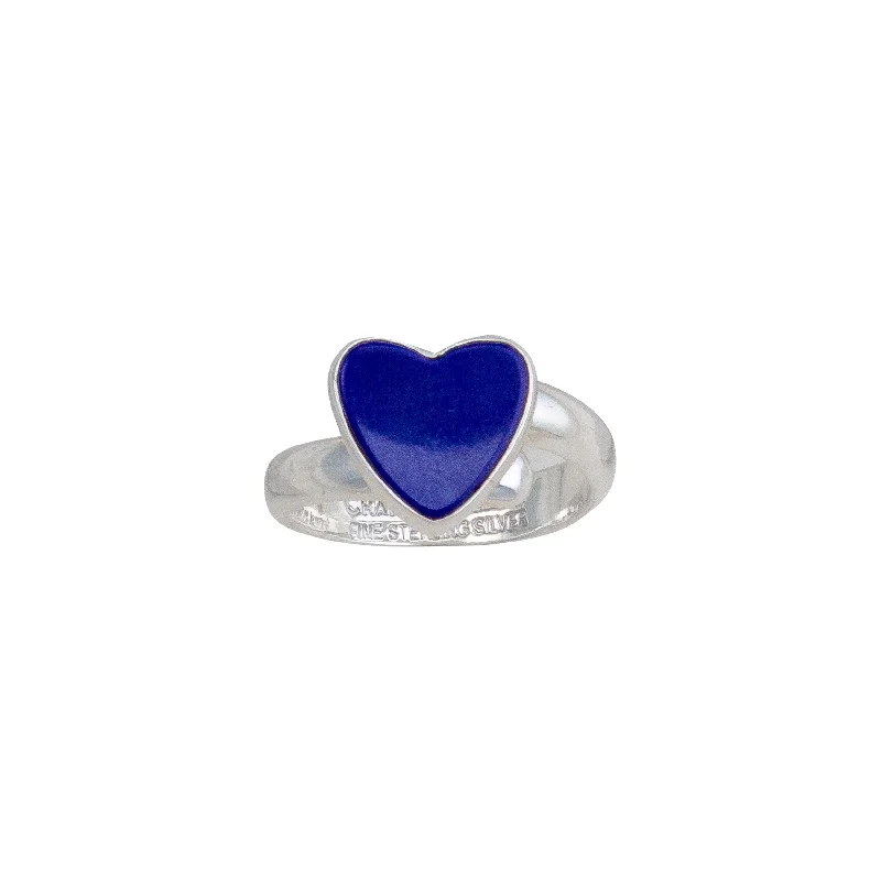 Sterling Silver Lapis Lazuli Heart Adjustable Ring