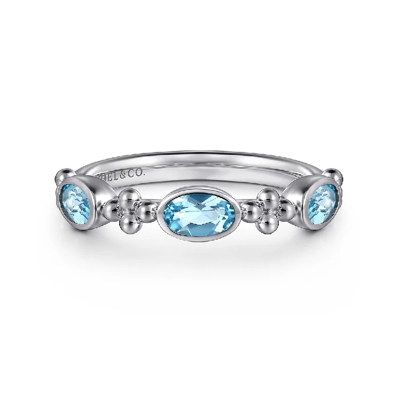 Sterling Silver Bujukan Blue Topaz Fashion Ladies Ring