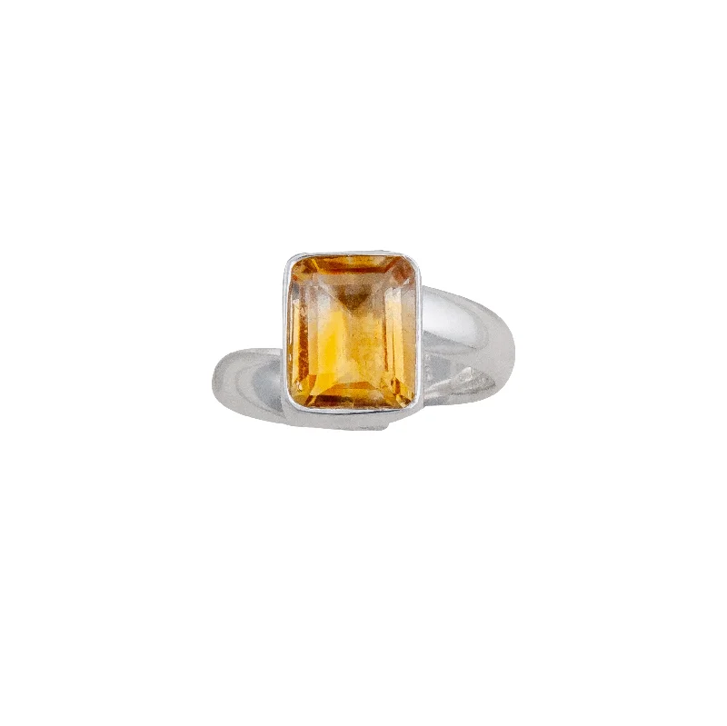 Sterling Silver Citrine Adjustable Ring