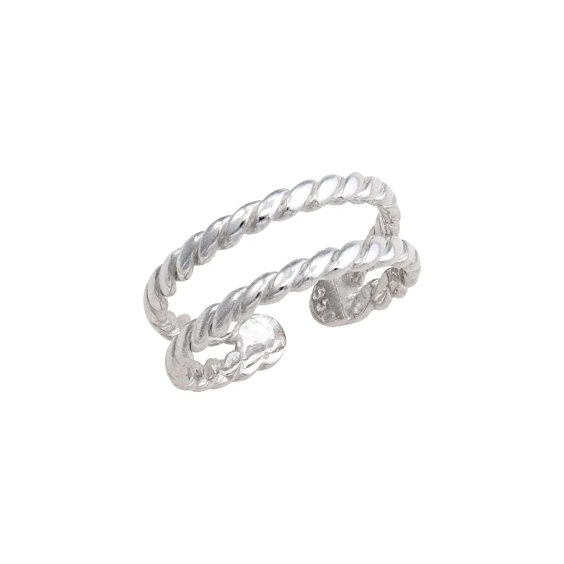 Sterling Silver Double Twisted Adjustable Cuff Ring