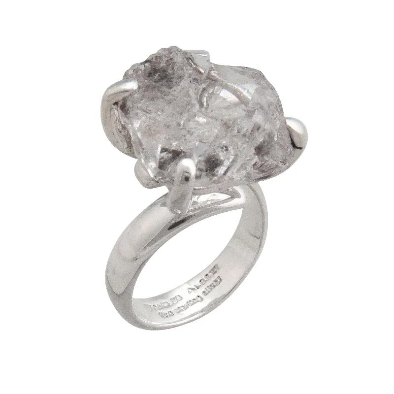 Sterling Silver Herkimer Diamond Prong Set Adjustable Ring