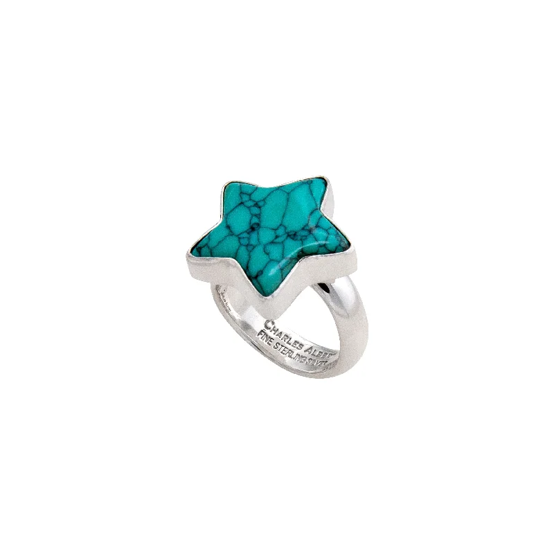 Sterling Silver Howlite Star Adjustable Ring