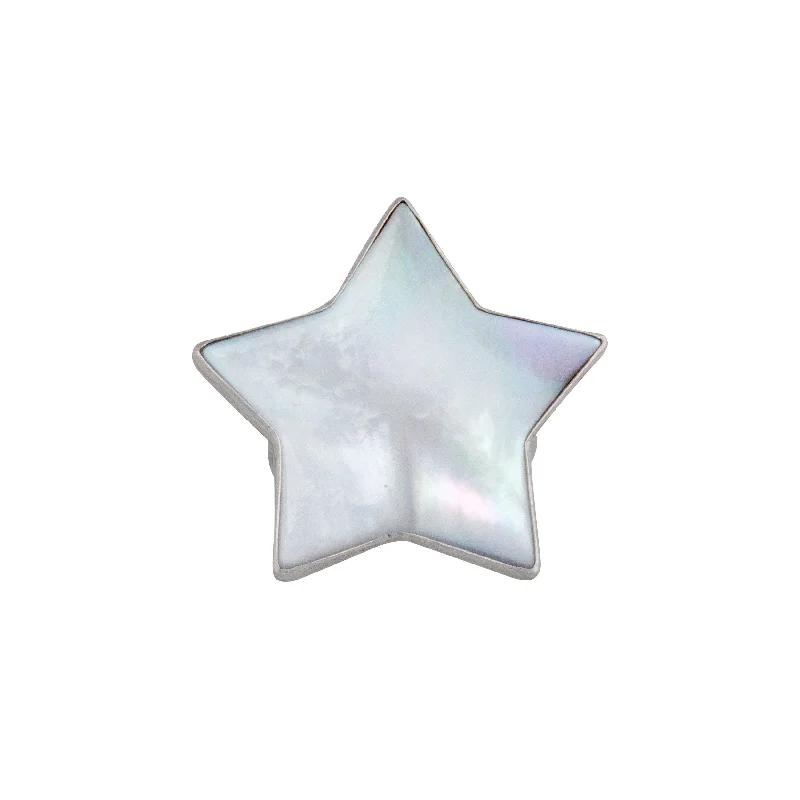 Sterling Silver Mother of Pearl Star Adjustable Ring