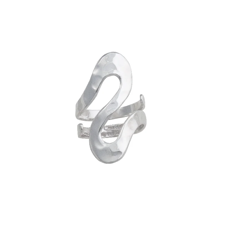 Sterling Silver Serpentine Hammered Adjustable Ring