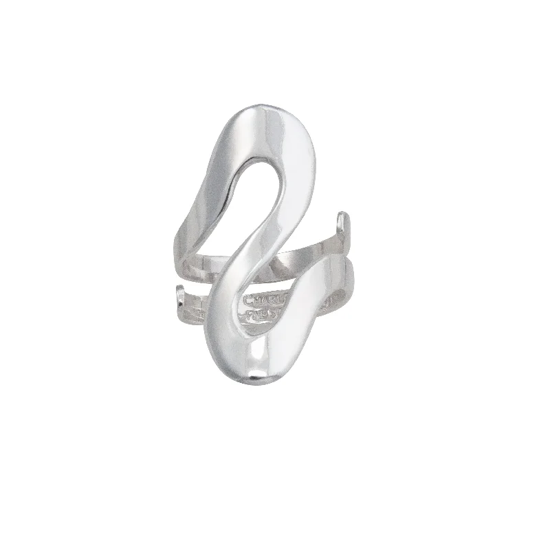 Sterling Silver Serpentine High Polish Adjustable Ring