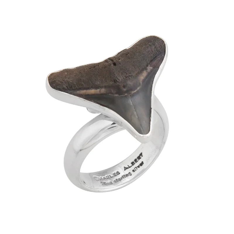 Sterling Silver Fossil Mini Shark Tooth Adjustable Ring