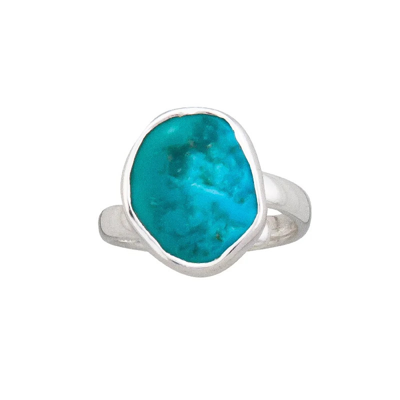 Sterling Silver Sleeping Beauty Turquoise Adjustable Ring