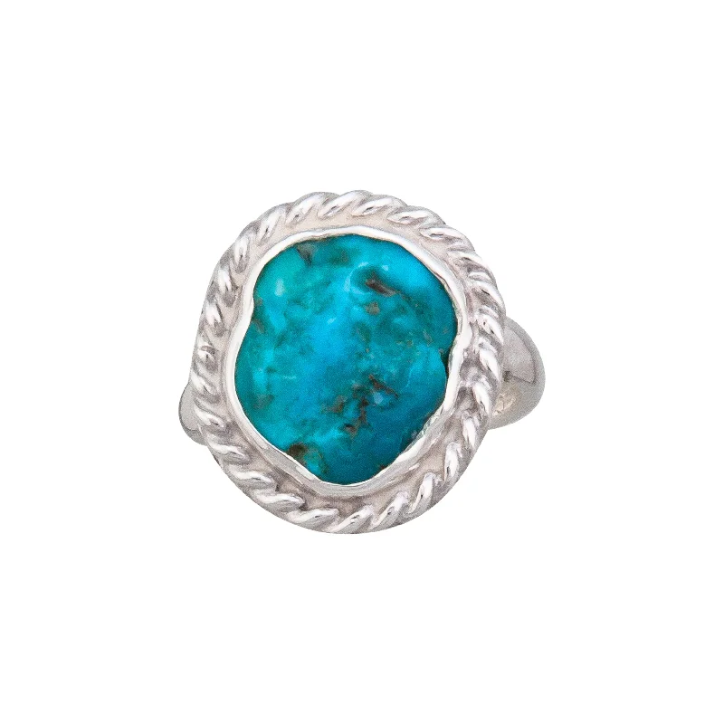 Sterling Silver Sleeping Beauty Turquoise Adjustable Rope Ring