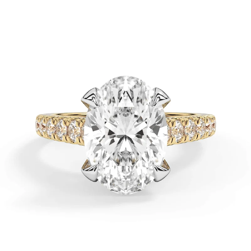 Tapered Diamond Accented Engagement Ring with Bridge - White Gold Head