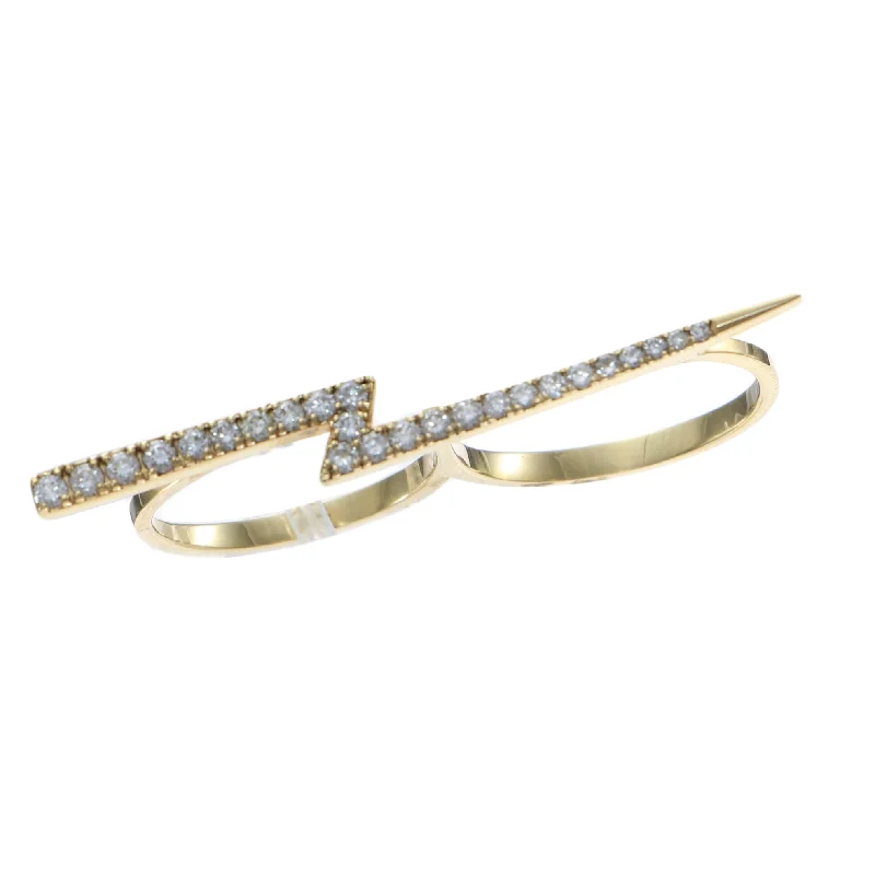 Thunderbolt Lightning Diamond Pave Band Ring 14k Yellow Gold 0.54ctw 5.25 6.25